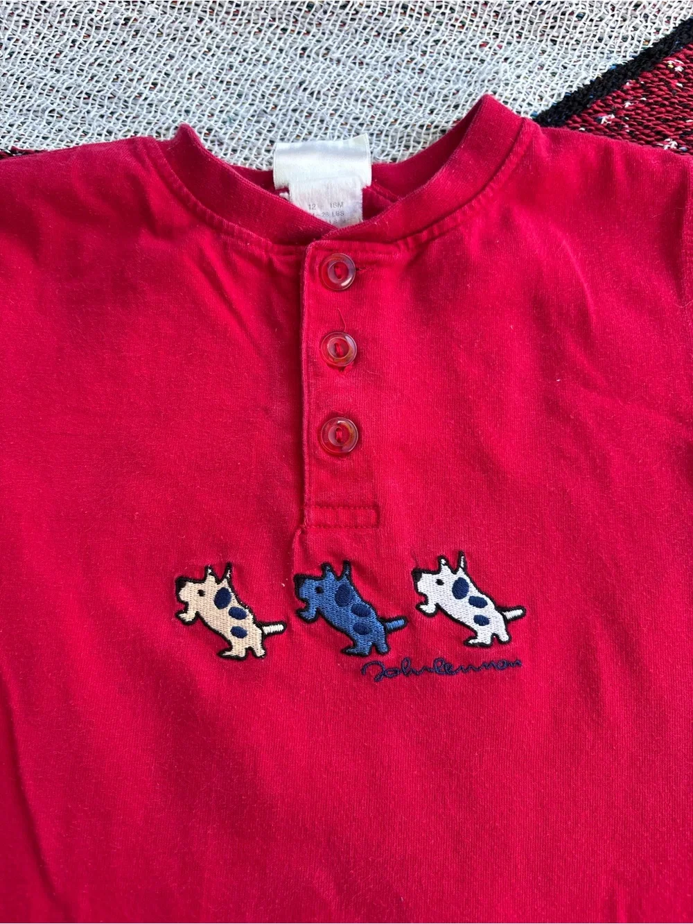 CARTERS X JOHN LENNON RED DOG GRAPHIC ONE PIECE ROMPER SIZE 12/18 MONTHS